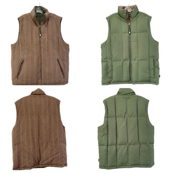 Eddie Bauer Mens Fully Reversible Goose Down Puffer Vest Size L Tall Quilted